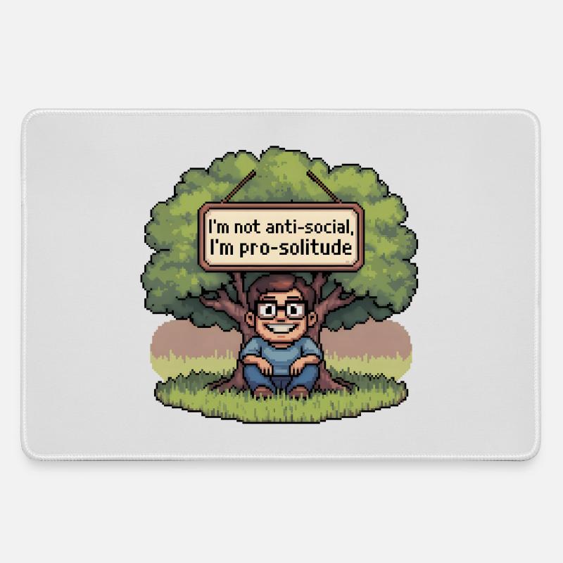 Pro Solitude Pixel Art Design - Large Gaming Mouse Mat - grey