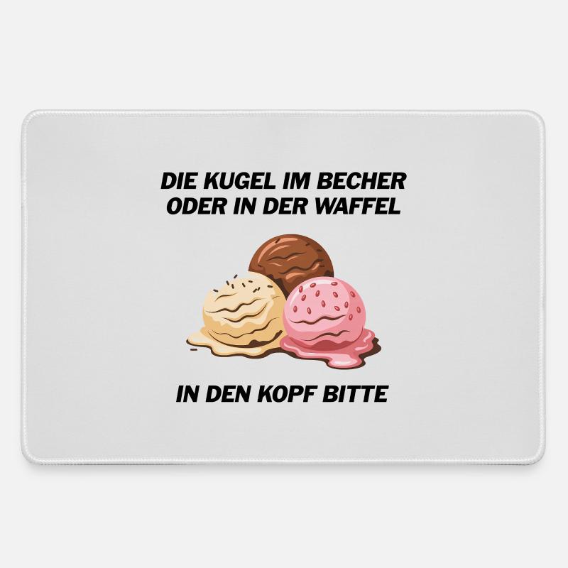 Die Kugel im Becher oder in der Waffel? - Mousepad groß für Gamer - Grau