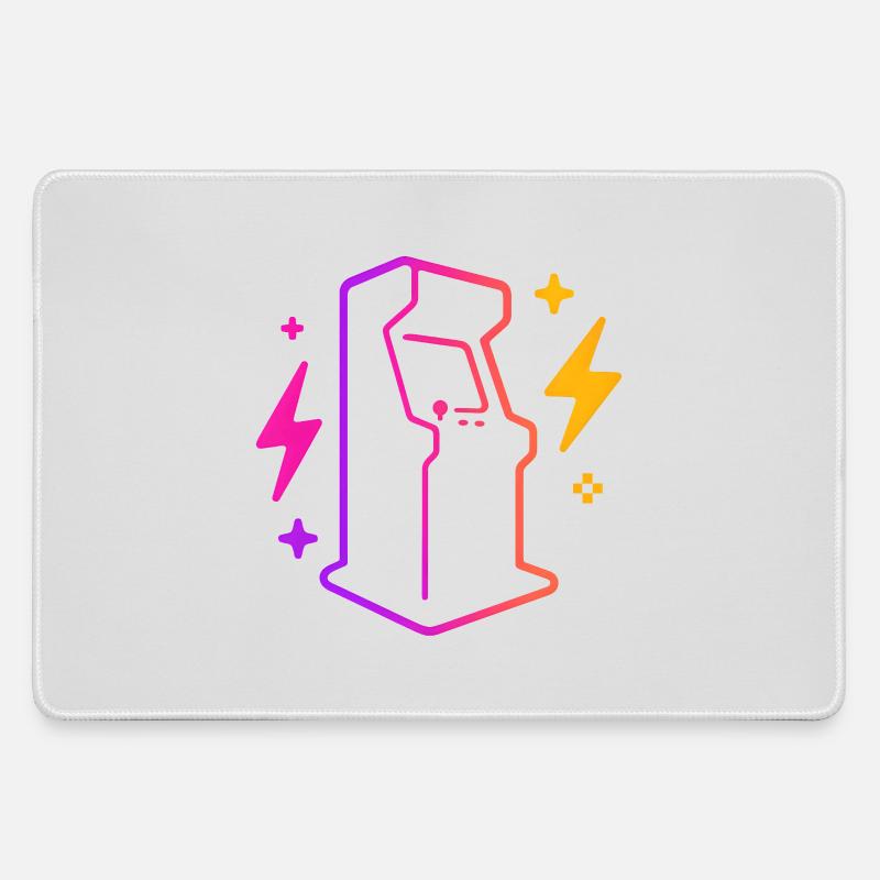 Retro Neon Arcade Game Outline - Large Gaming Mouse Mat - grey