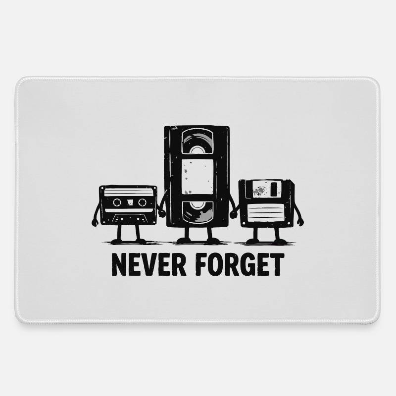 Never Forget Retro Tech - Large Gaming Mouse Mat - grey