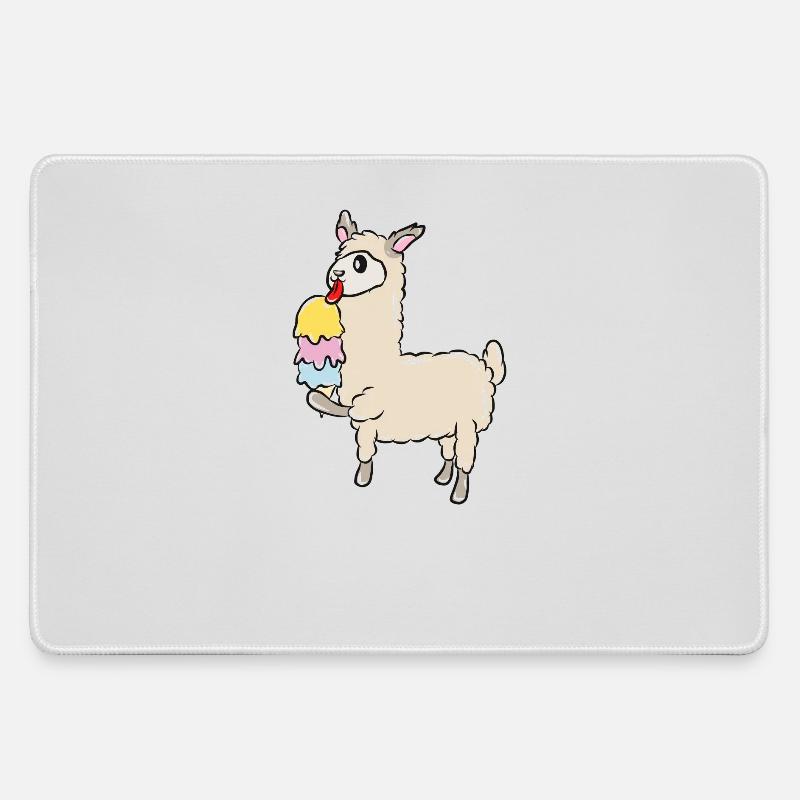 Llama Ice Cream - Large Gaming Mouse Mat - grey