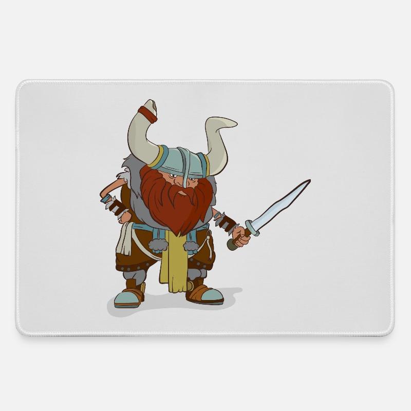 Nordic Warrior with Halberd - Large Gaming Mouse Mat - grey