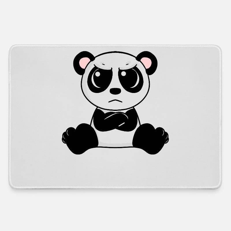 angry panda - Large Gaming Mouse Mat - grey