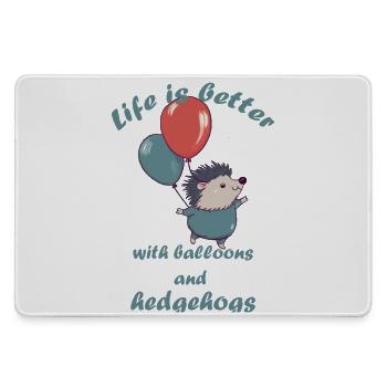 Kleiner Igel mit Luftballons und Schriftzug - Mousepad groß für Gamer - Grau - Vorne