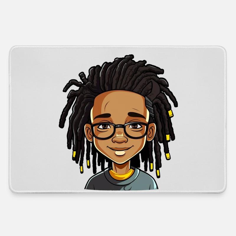 Dreadlocks with a friendly face - Large Gaming Mouse Mat - grey