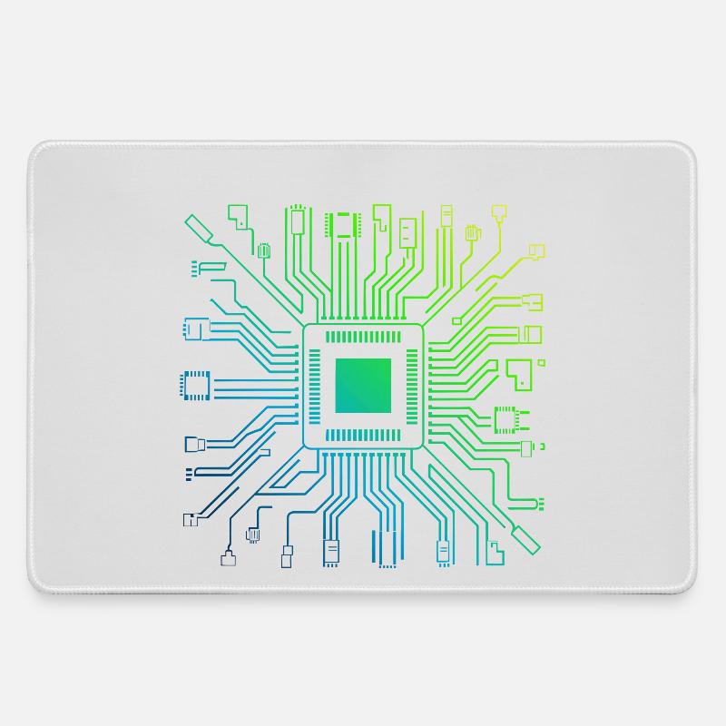 Colorful Computer Circuit Board Tech Electronic - Large Gaming Mouse Mat - grey