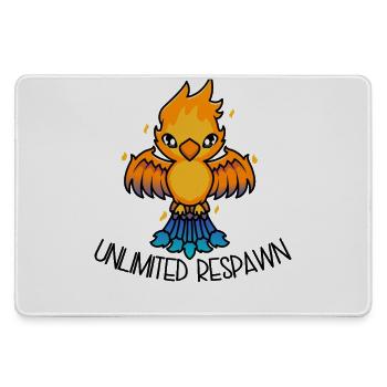 Unlimited Respawn – Cute Phoenix Cartoon - Large Gaming Mouse Mat - grey - Front