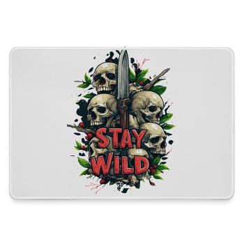 Stay Wild Knife Messer Lebensmotto - Mousepad groß für Gamer - Grau - Vorne