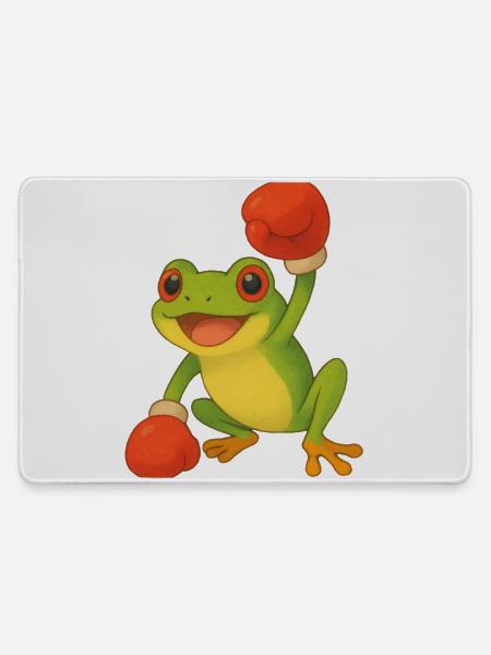 Frosch mit Boxhandschuhen - Mousepad groß für Gamer - Grau