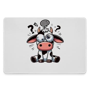 Funny Confused Cow Cartoon Clumsy Googly Eyes - Large Gaming Mouse Mat - grey - Front