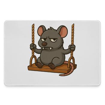 Mürrische Maus Ratte Schaukeln Genervt Angry - Mousepad groß für Gamer - Grau - Vorne