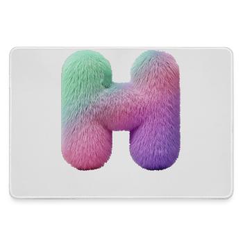 Lettre H en aspect fourrure pastel et dégradé de couleurs - Grand tapis de souris gamer - bruyère - Devant