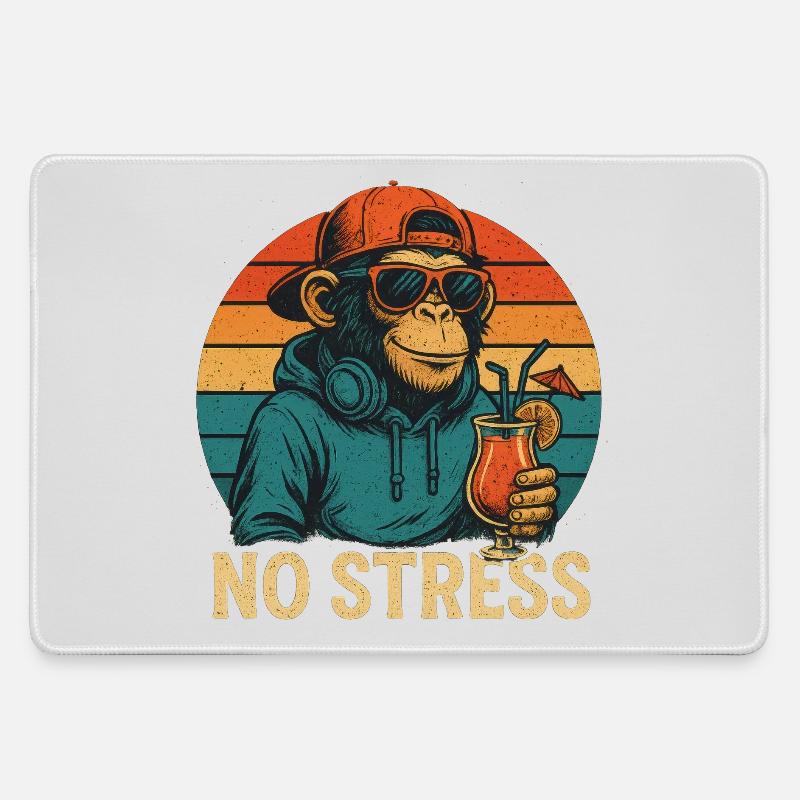 No Stress - Monkey - Large Gaming Mouse Mat - grey