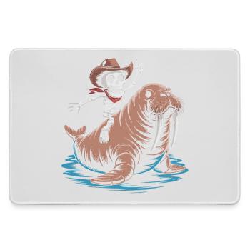 Skelettcowboy auf Walross - Mousepad groß für Gamer - Grau - Vorne
