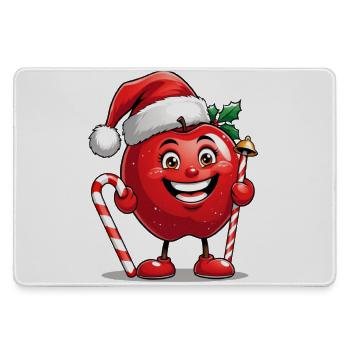Kuscheliger Apfel im Weihnachtsmannhut - Mousepad groß für Gamer - Grau - Vorne