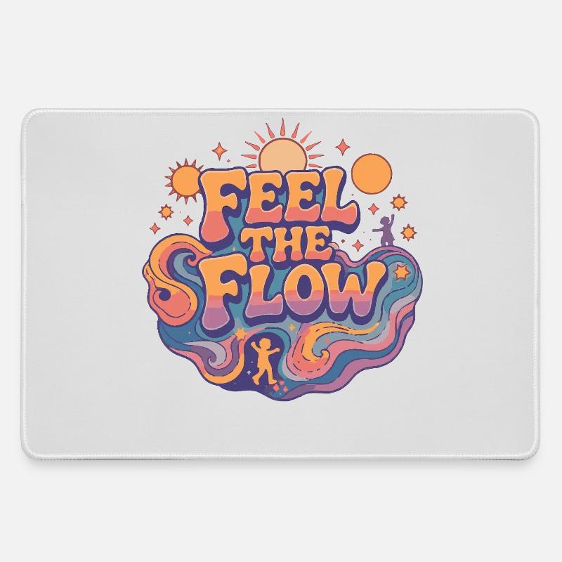 Psychedelic Retro – Feel the Flow - Large Gaming Mouse Mat - grey