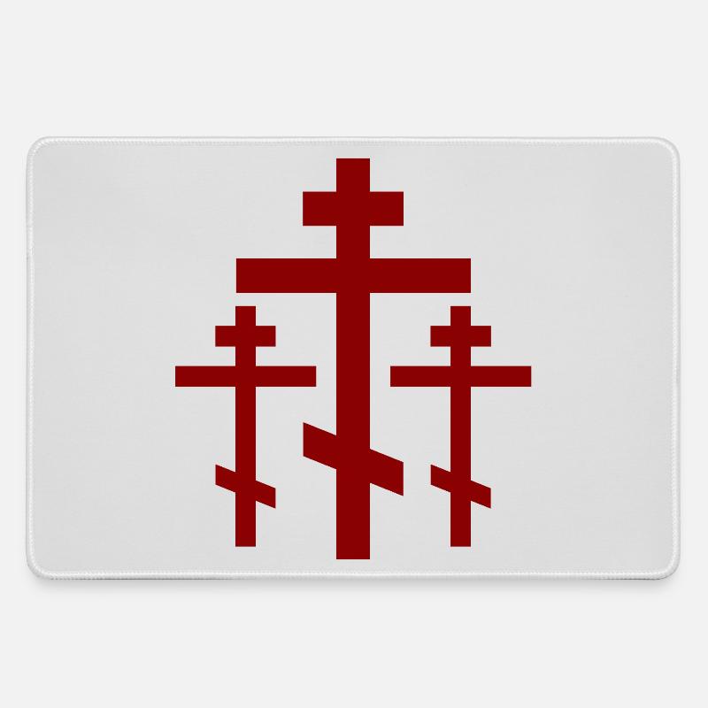 Red Orthodox Cross Group - Large Gaming Mouse Mat - grey