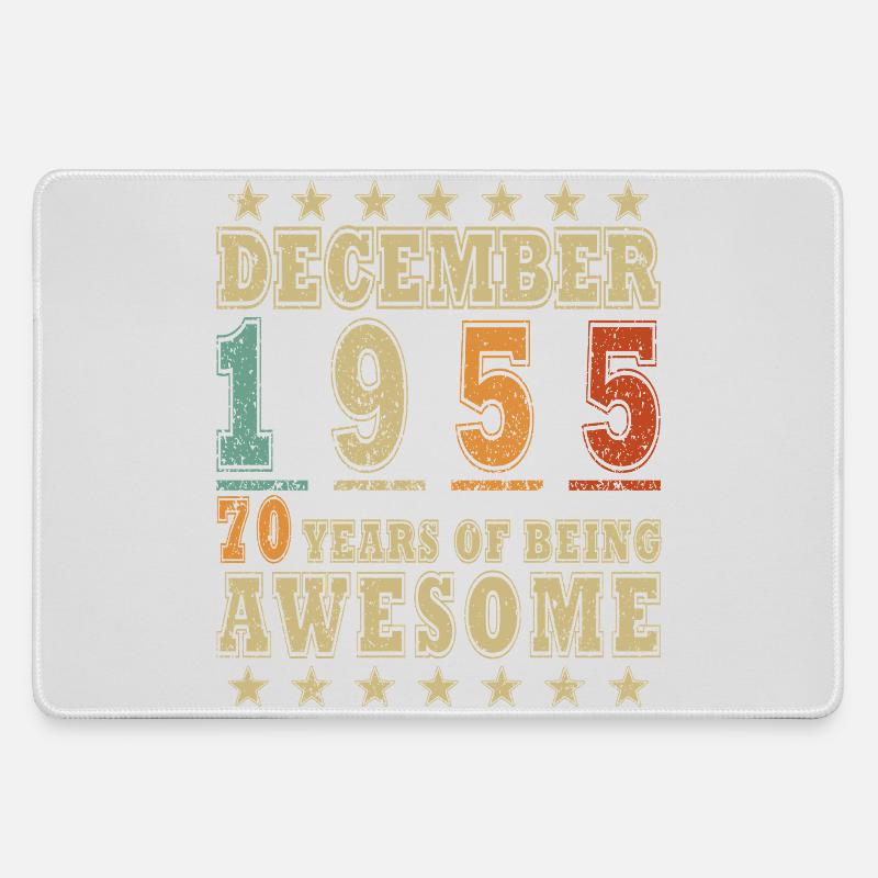 70th Anniversary Gift Born December - Large Gaming Mouse Mat - grey