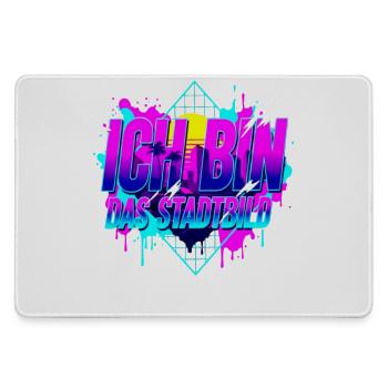 I Am the Cityscape - néon synthwave rétro des années 80 - Grand tapis de souris gamer - bruyère - Devant