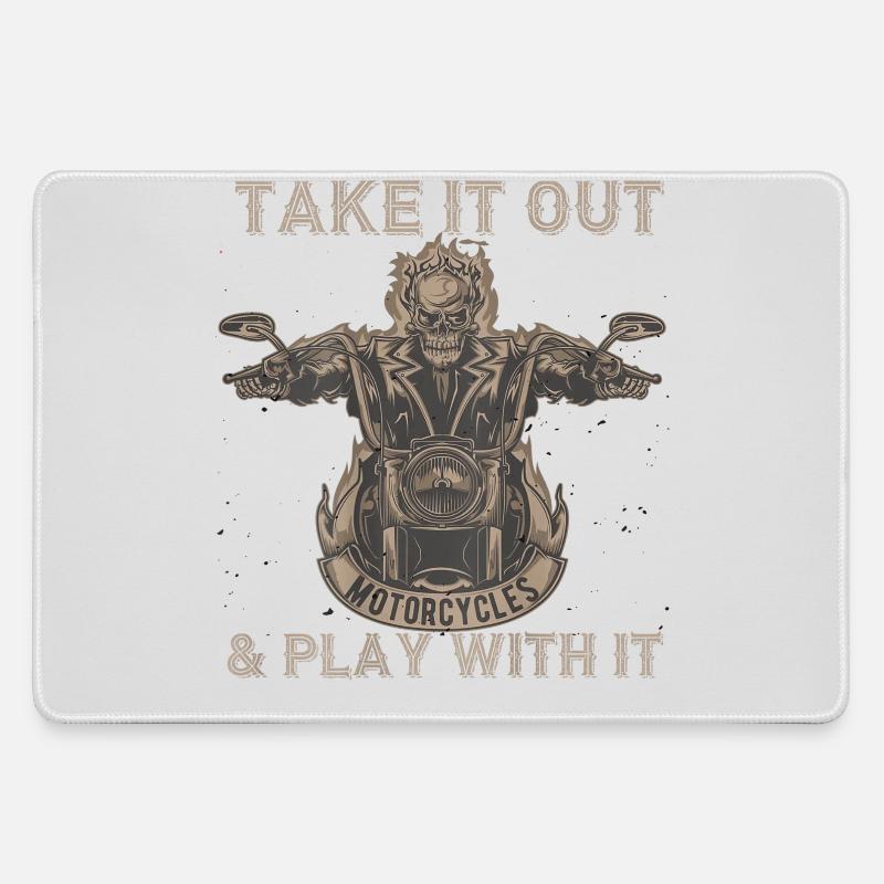 Take It Out Motorcycles Skull - Large Gaming Mouse Mat - grey