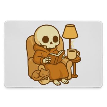 Lesendes Skelett – Cozy Reading - Mousepad groß für Gamer - Grau - Vorne