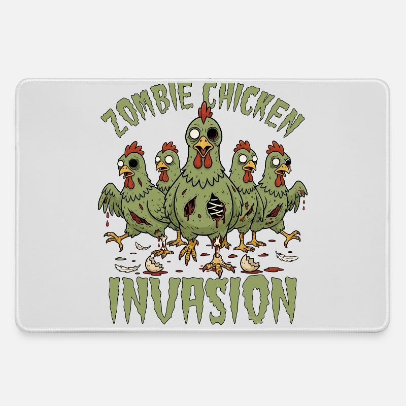 Zombie Chicken Invasion - Large Gaming Mouse Mat - grey