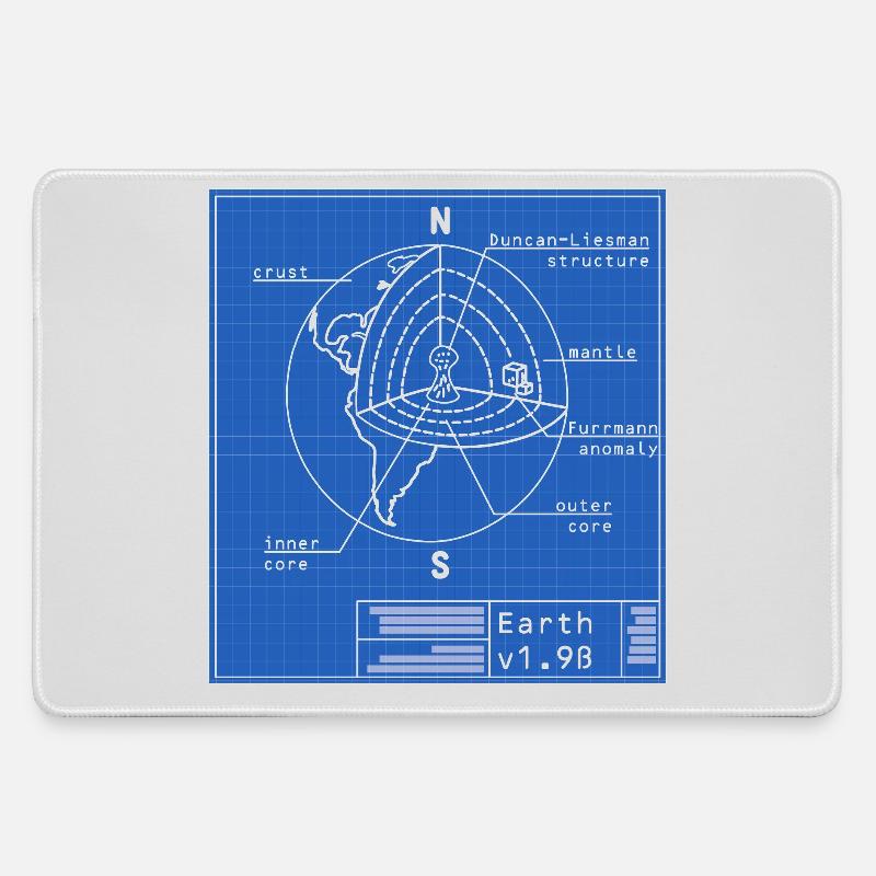Blueprint Earth v1.9ß - Large Gaming Mouse Mat - grey