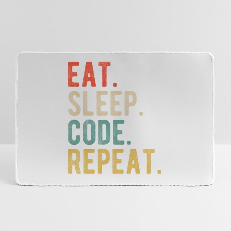 Eat Sleep Code Repeat Programmer Nerd Retro Large Gaming Mouse Mat