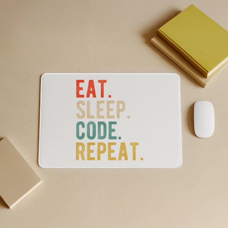 Eat Sleep Code Repeat Programmierer Nerd Retro Mousepad groß für Gamer