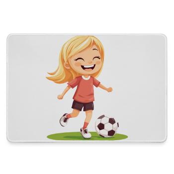 Lächelnde Fußballspielerin - Mousepad groß für Gamer - Grau - Vorne