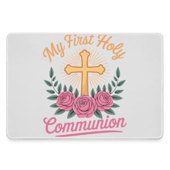 Croix de la Première Communion des Roses - Grand tapis de souris gamer - bruyère - Devant