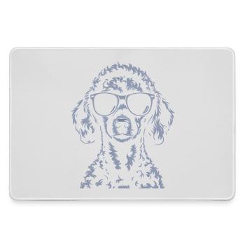 Weisser Pudel - Mousepad groß für Gamer - Grau - Vorne