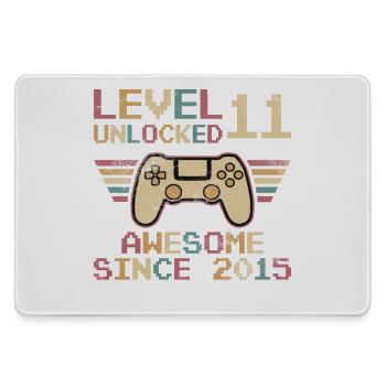 11th Birthday Boys Video Gamer Level 11 unlocked - Large Gaming Mouse Mat - grey - Front