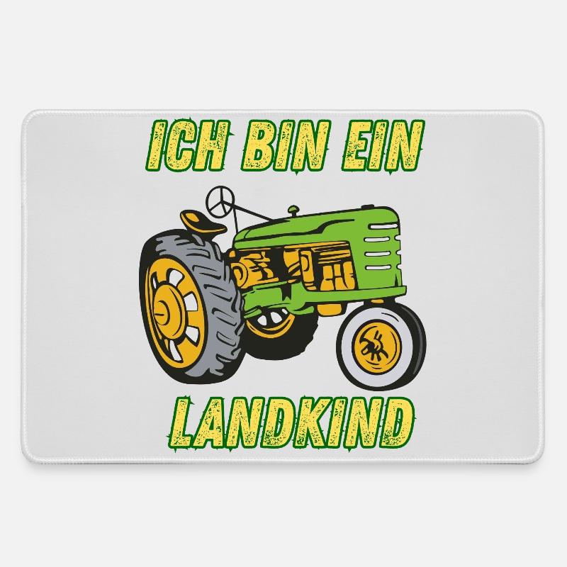 Landkind Traktor - Ich bin ein Landkind - Mousepad groß für Gamer - Grau