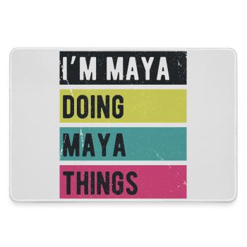 Ich bin Maya und mache Maya-Dinge Retro-Farben - Mousepad groß für Gamer - Grau - Vorne