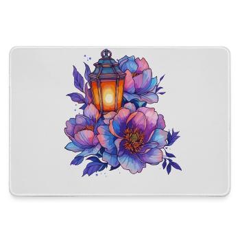 Laternenlicht vor bunten Pfingstrosen - Mousepad groß für Gamer - Grau - Vorne