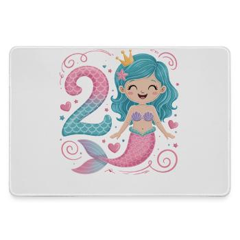 Meerjungfrau 2. Geburtstag 2 Jahre - Mousepad groß für Gamer - Grau - Vorne