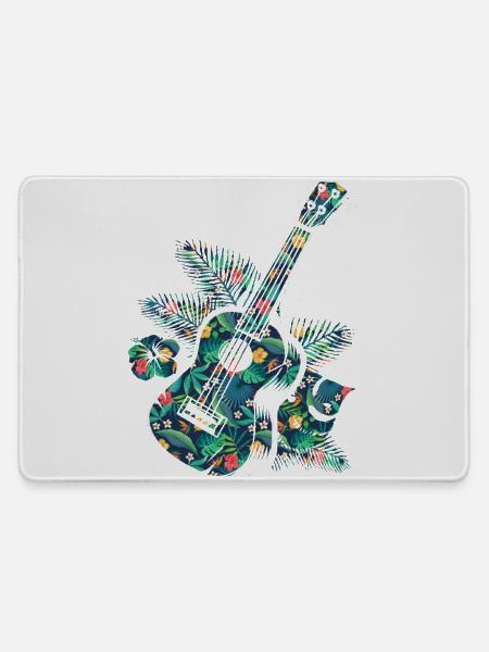 Hawaiian Ukulele Uke Tropical - Mousepad groß für Gamer - Grau