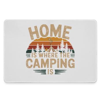  Home Is Where The Camping Is Camping Spruch - Mousepad groß für Gamer - Grau - Vorne