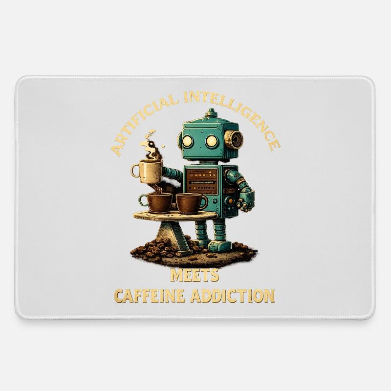 Coffee Robot – Artificial Intelligence Meets Koff - Large Gaming Mouse Mat - grey