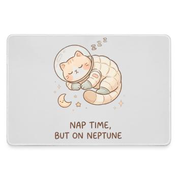 Nickerchen Neptun | Süße Space Katze - Mousepad groß für Gamer - Grau - Vorne