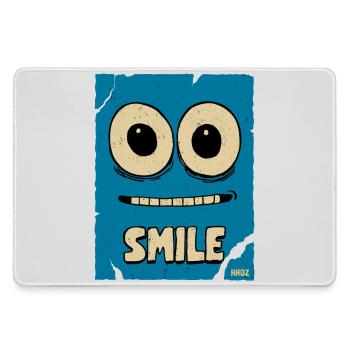 Visage de dessin animé bleu riant - Grand tapis de souris gamer - bruyère - Devant