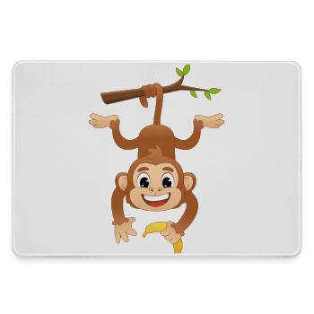 Funny Hanging Monkey With Banana Cartoon Graphic - Mousepad groß für Gamer - Grau - Vorne