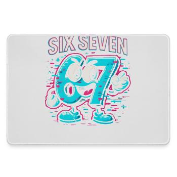Six Seven 67 Meme Glitch Mascot Italian Brainrot - Large Gaming Mouse Mat - grey - Front