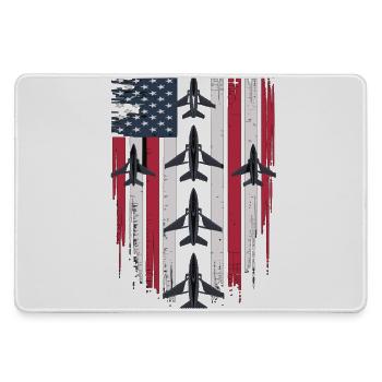 Jet Fighter USA Flag – Pilot Airplane - Large Gaming Mouse Mat - grey - Front