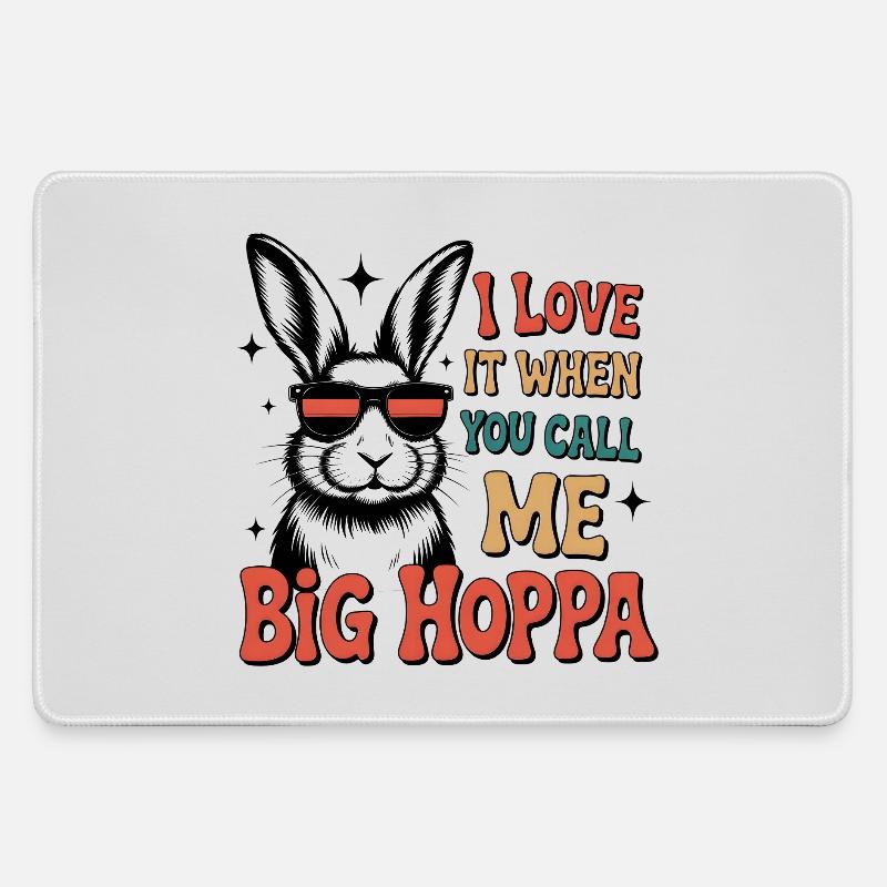 Big Hoppa Bunny Tee - Large Gaming Mouse Mat - grey