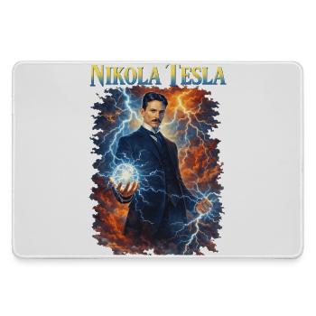 Nikola Porträt - Mousepad groß für Gamer - Grau - Vorne