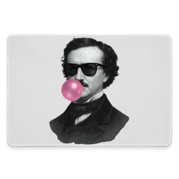 Edgar Allan Poe mit Kaugummi und Sonnenbrille - Mousepad groß für Gamer - Grau - Vorne