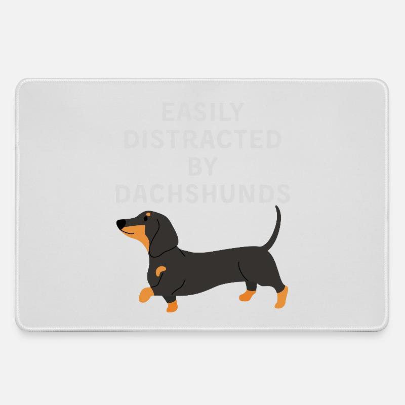 Easily Distracted by Dachshunds - Large Gaming Mouse Mat - grey