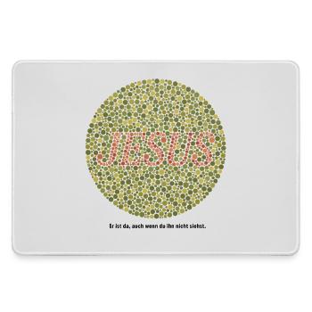 Jesus liebt dich | Glaube | Geschenk - Mousepad groß für Gamer - Grau - Vorne
